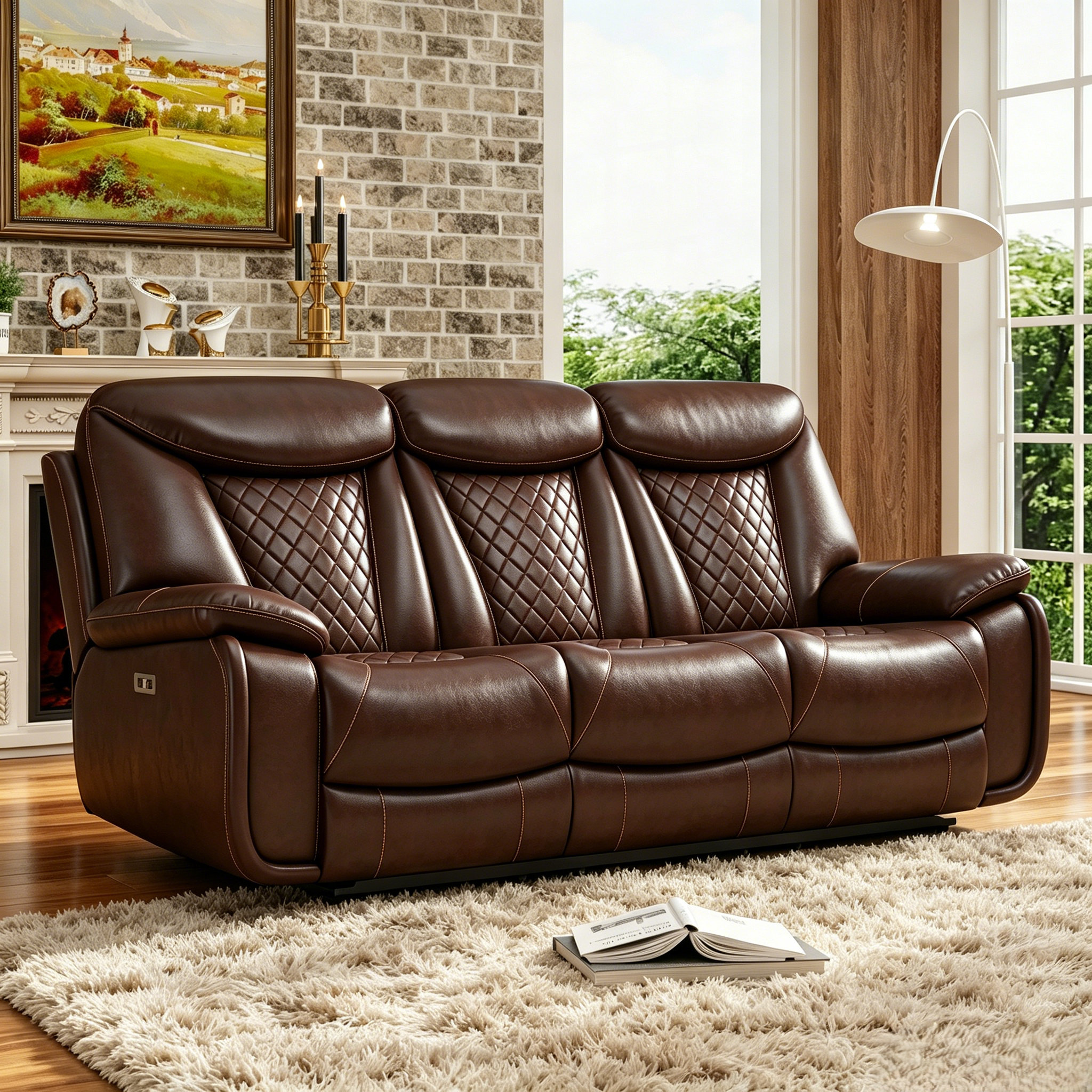 Red Barrel Studio® Madeira 84.6'' Wide Breathable Leather Pillow